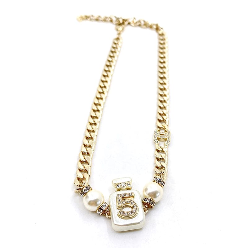 Chanel No. 5 Perfume Bottle Pendant 18K Gold Necklace