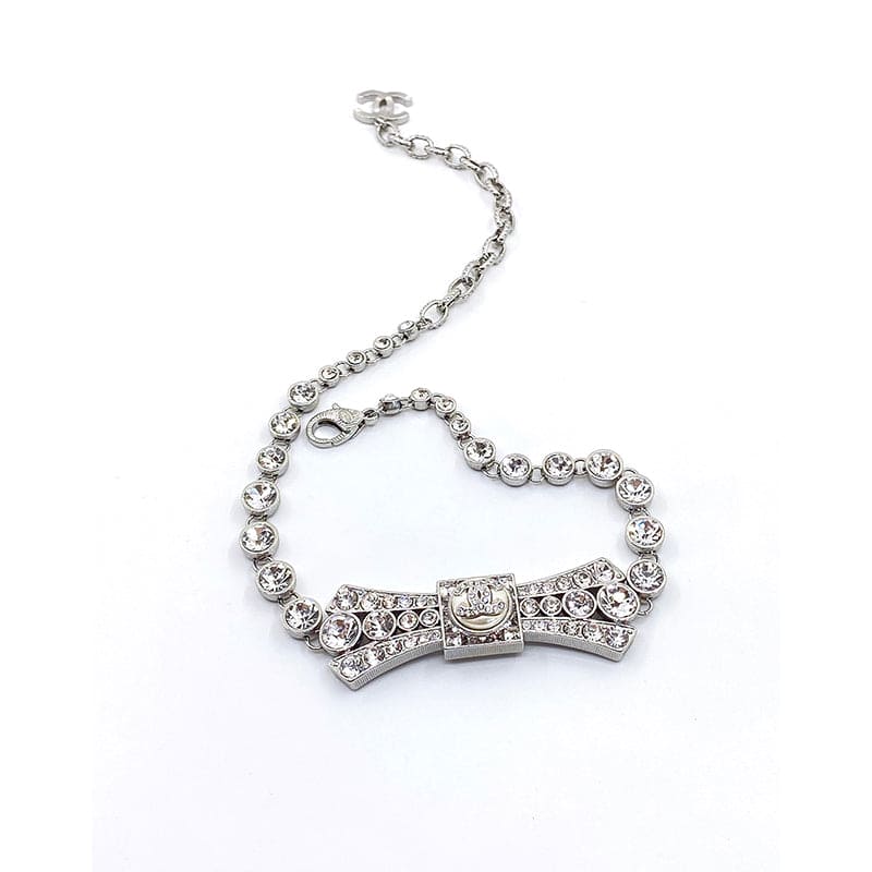 Chanel Diamond Bow Tie Pendant 18K Gold Necklace