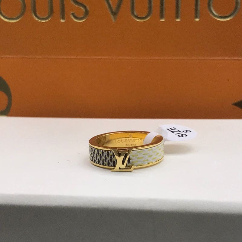 Louis Vuitton Leather Set of Two 18K Gold Ring