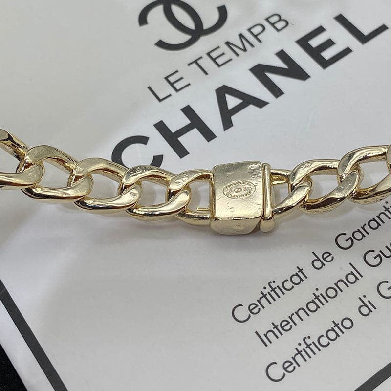 Chanel Interlocking Cuff Logo Choker 18K Gold Necklace