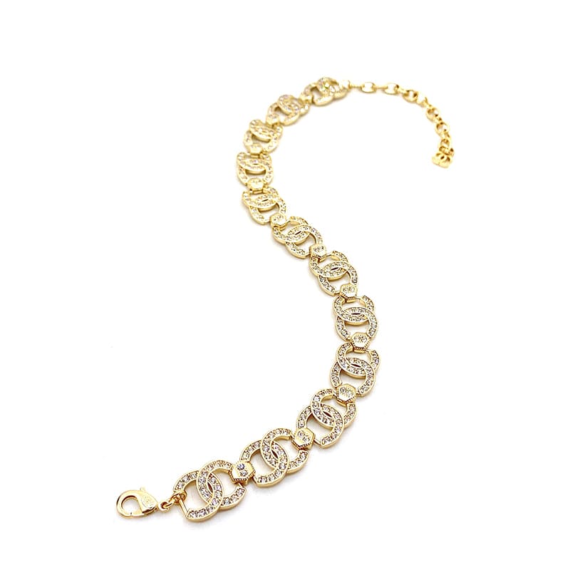 Chanel Rhinestone 2021 Interlocking Choker 18K Gold Necklace