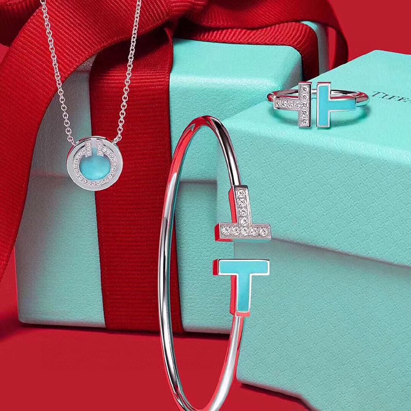 Tiffany Diamond & Turquoise Wire 18K Gold Ring
