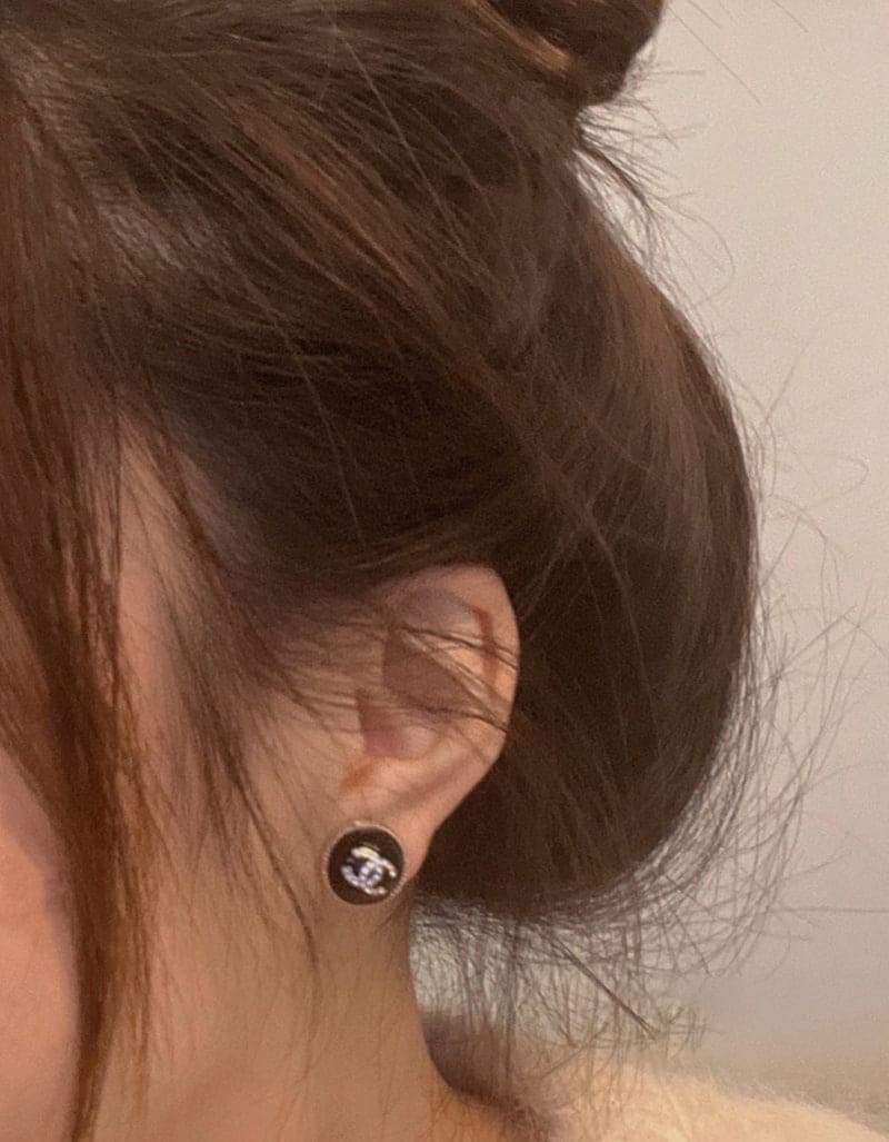 Chanel Pearl Crystal Stud 18K Gold Earrings