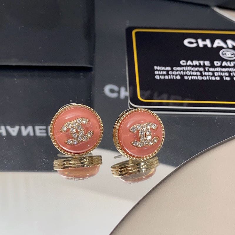 Chanel Pearl Crystal Stud 18K Gold Earrings