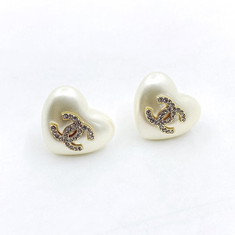 Chanel Pearl Heart 18K Gold Earrings