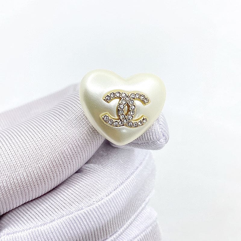 Chanel Pearl Heart 18K Gold Earrings
