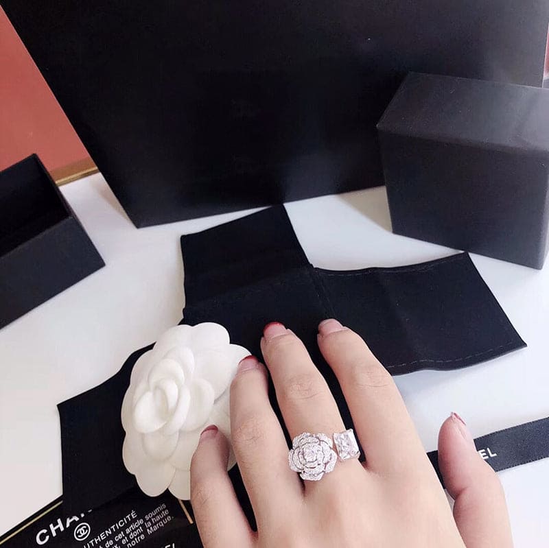 Chanel Diamond Camelia 18K Gold Ring