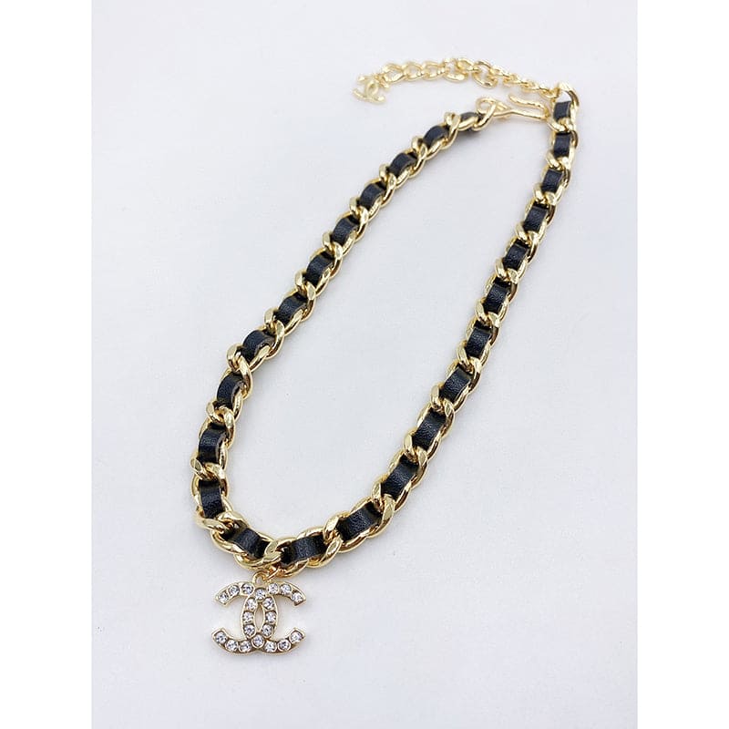 Chanel 1995 Rhinestone 18K Gold Necklace