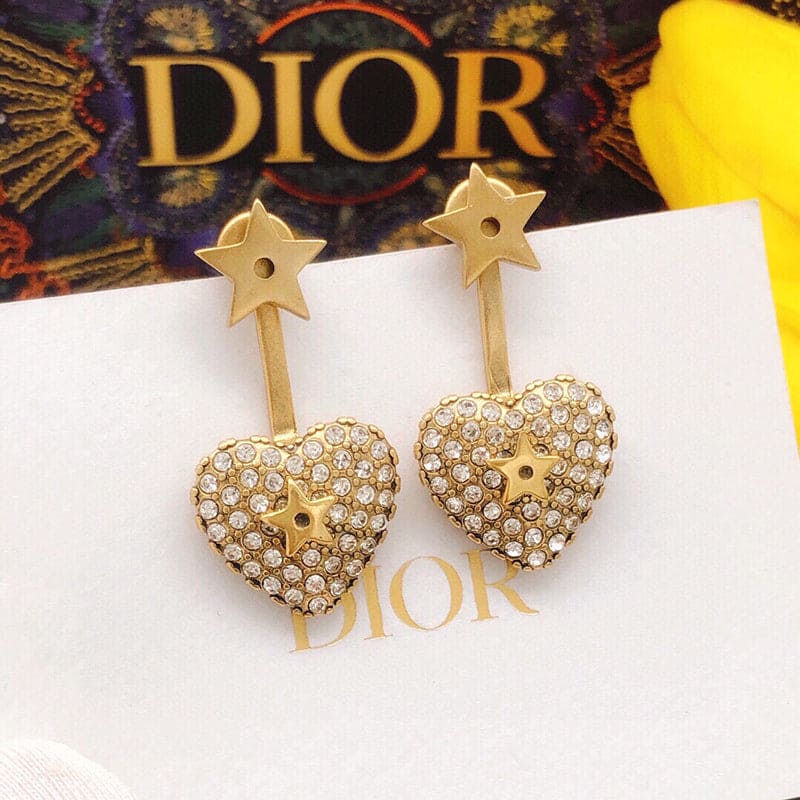 Dior Star & Heart 18K Gold Earrings
