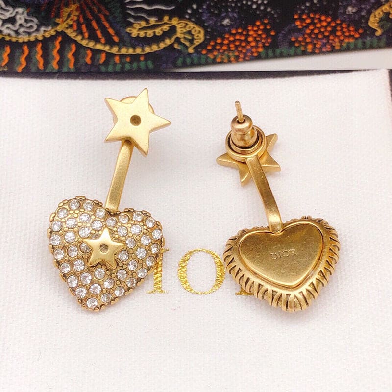 Dior Star & Heart 18K Gold Earrings