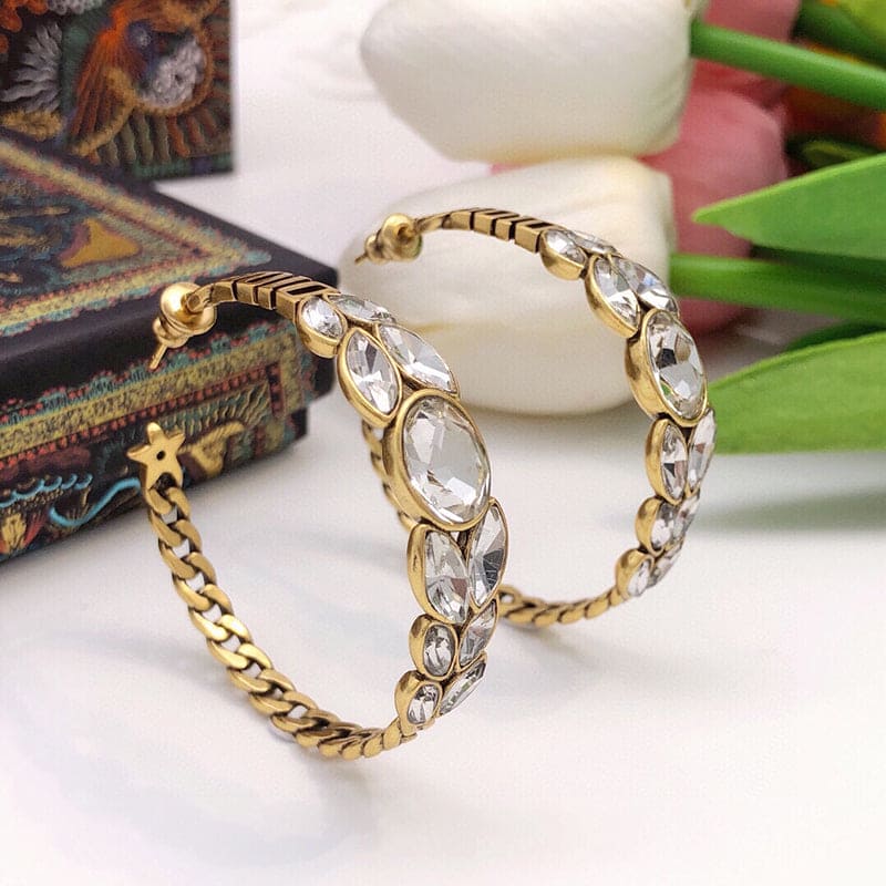 Dior Vintage Crystals 18K Gold Earrings