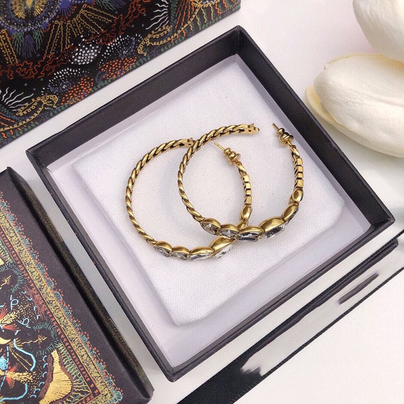 Dior Vintage Crystals 18K Gold Earrings