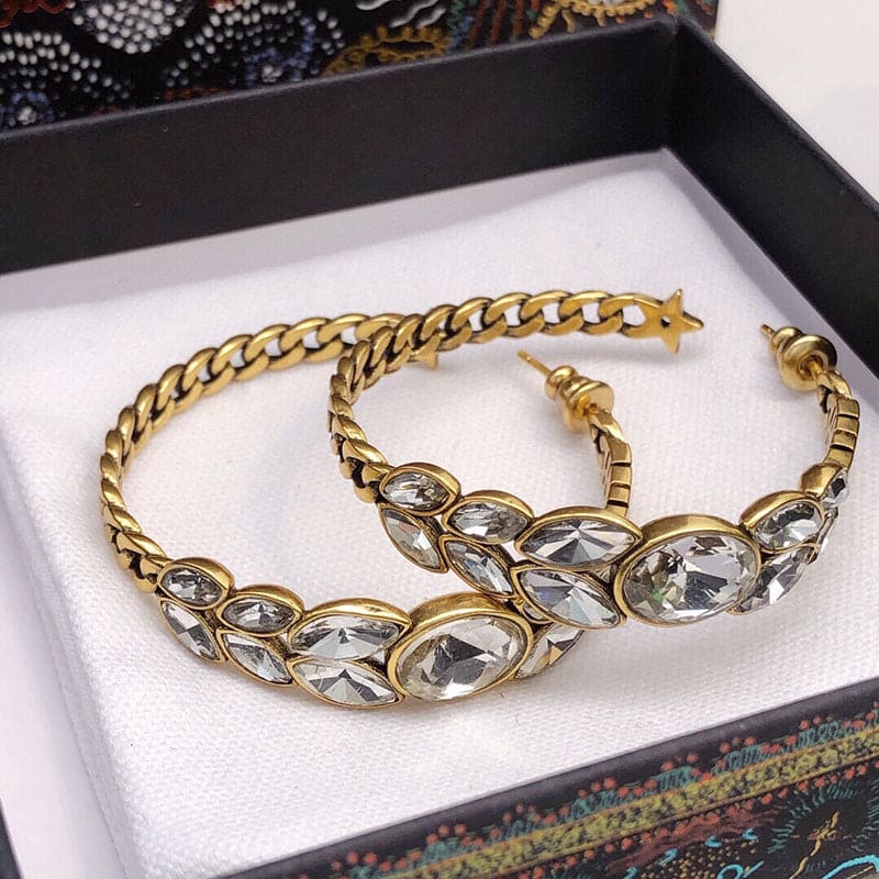 Dior Vintage Crystals 18K Gold Earrings