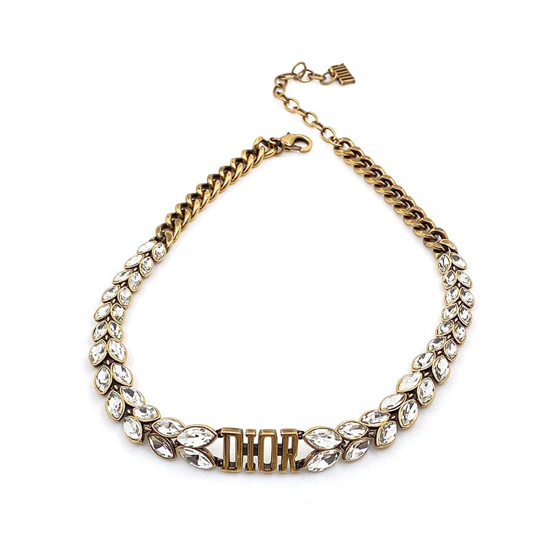 Dior Revolution Crystals Gold Tone Choker 18K Gold Necklace