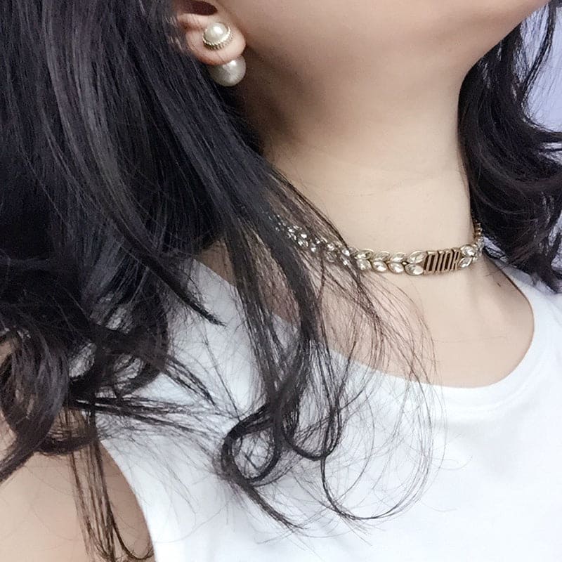 Dior Revolution Crystals Gold Tone Choker 18K Gold Necklace