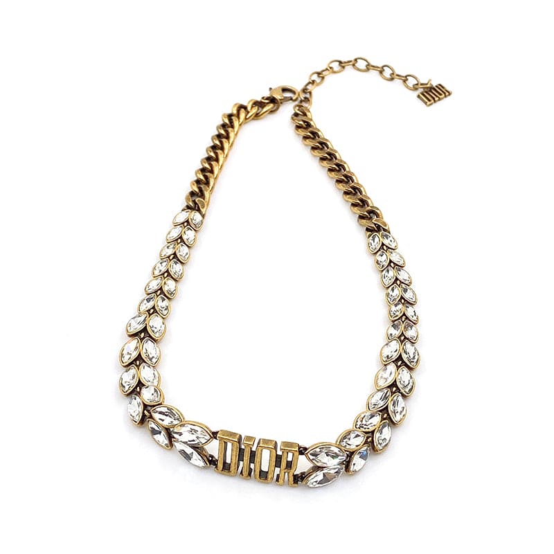 Dior Revolution Crystals Gold Tone Choker 18K Gold Necklace