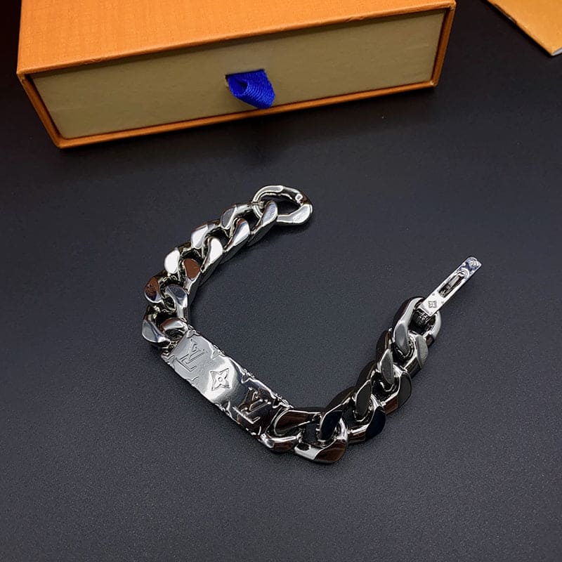 Louis Vuitton Monogram Logo Chain 18K Gold Bracelet