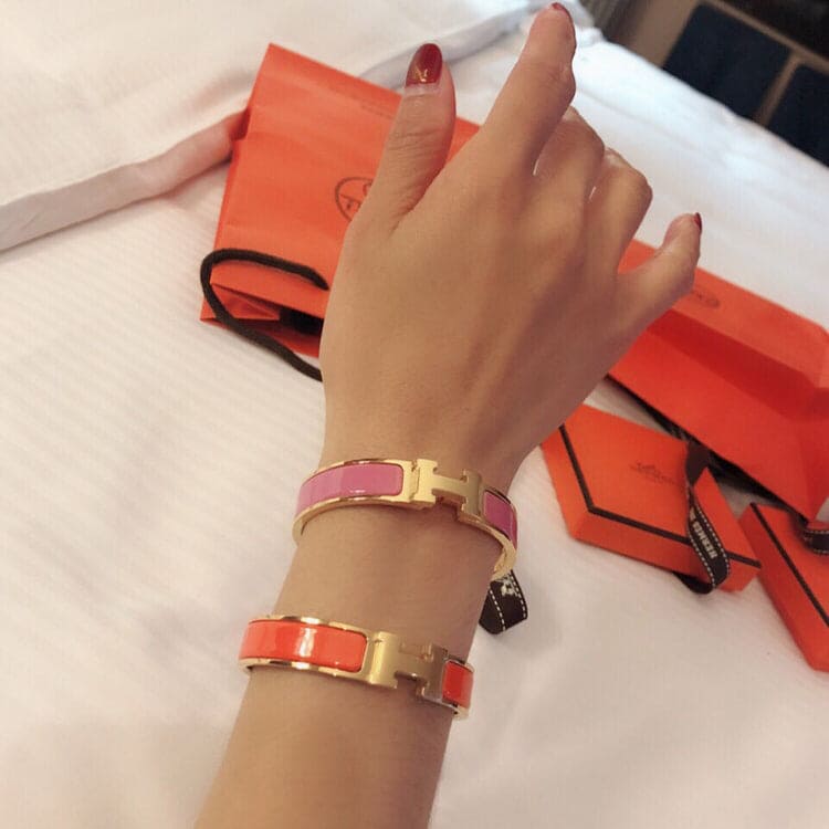 Hermes Clic Orange 18K Gold Bracelet