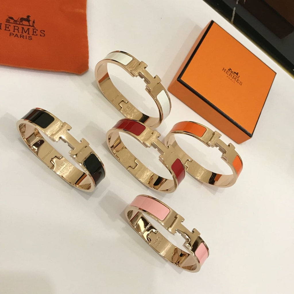 Hermes Clic White 18K Gold Bracelet