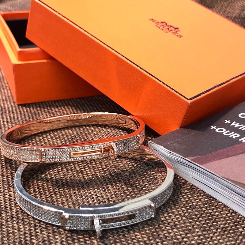 Hermes Kelly Diamonds 18K White Gold Bracelet