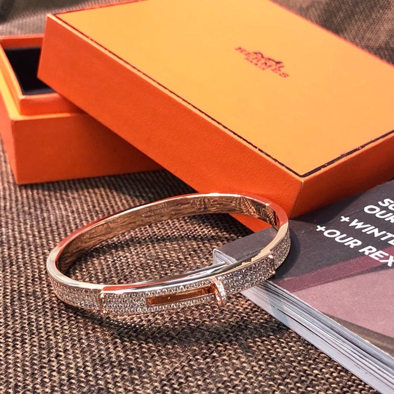 Hermes Kelly Diamonds 18K Rose Gold Bracelet