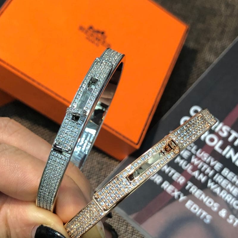 Hermes Kelly Diamonds 18K White Gold Bracelet