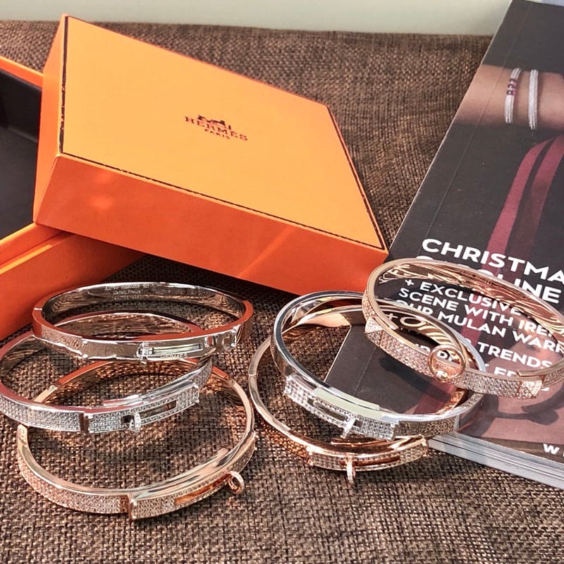 Hermes Kelly Diamonds 18K Rose Gold Bracelet