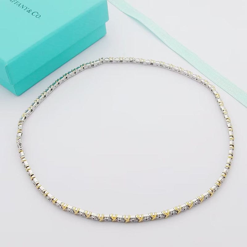Tiffany Schlumberger Eighteen Stone Choker 18K Gold Necklace