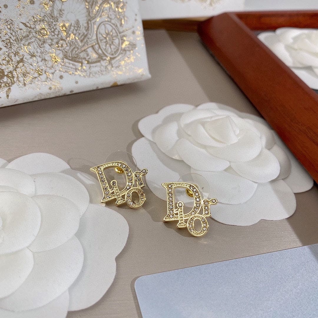 Dior Rhinestone Vintage 18K Gold Earrings
