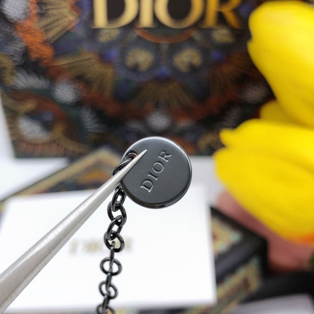 Dior Black Crystal Beads 18K Gold Necklace