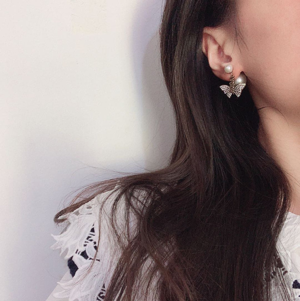 Dior Dragonfly/ Butterfly Pearl 18K Gold Earrings