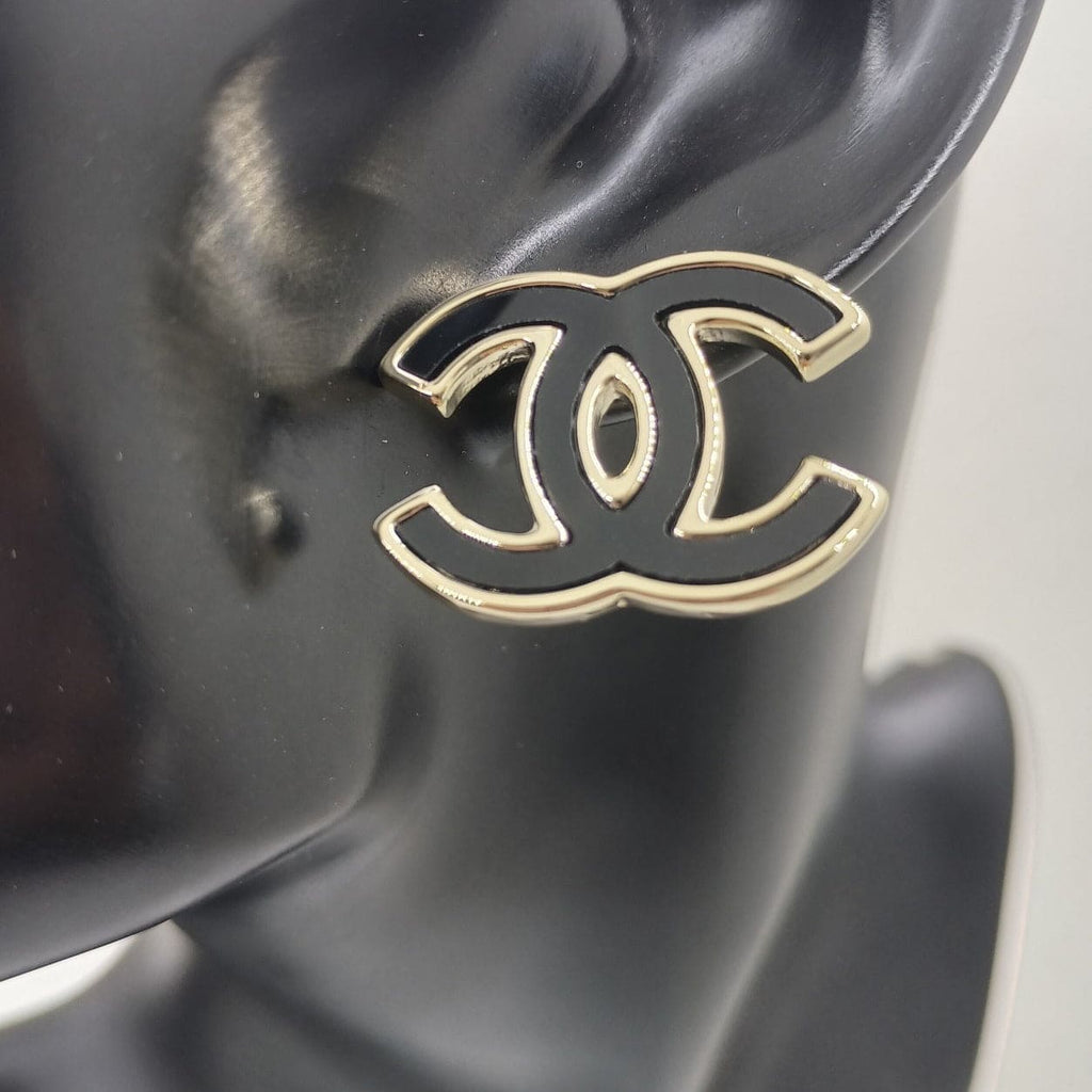 Chanel Black 18K Gold Earrings