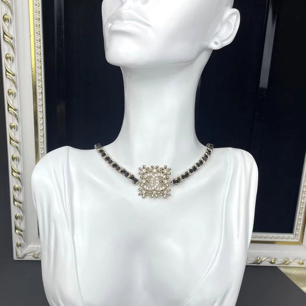 Chanel Lambskin Choker 18K Gold Necklace