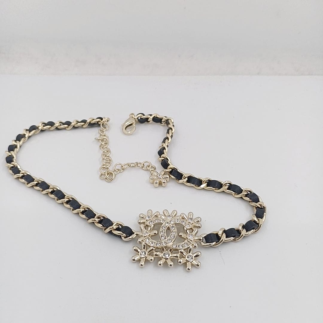 Chanel Lambskin Choker 18K Gold Necklace