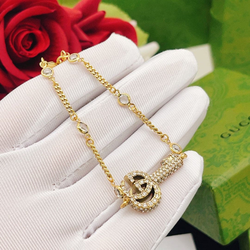 Gucci Double Crystal Key 18K Gold Bracelet