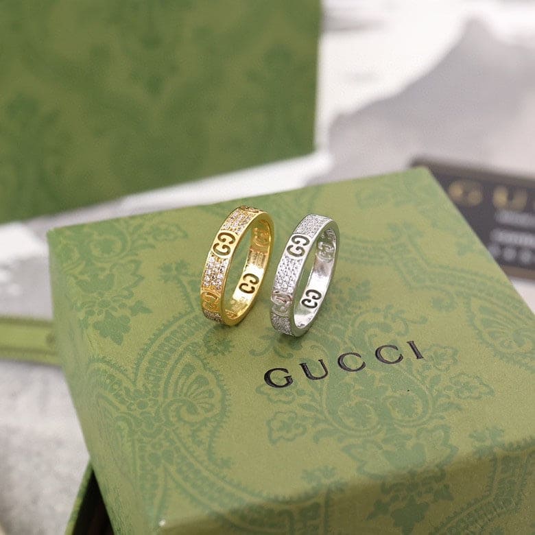Gucci Double Icon Full Diamonds 18K Gold Ring
