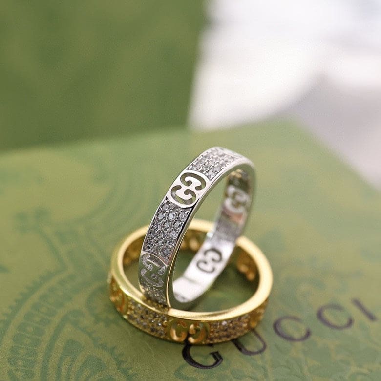 Gucci Double Icon Full Diamonds 18K Gold Ring