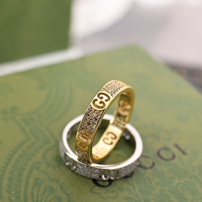 Gucci Double Icon Full Diamonds 18K Gold Ring