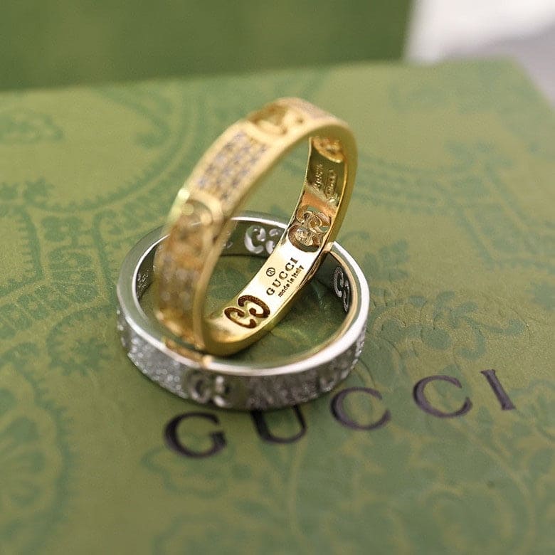 Gucci Double Icon Full Diamonds 18K Gold Ring