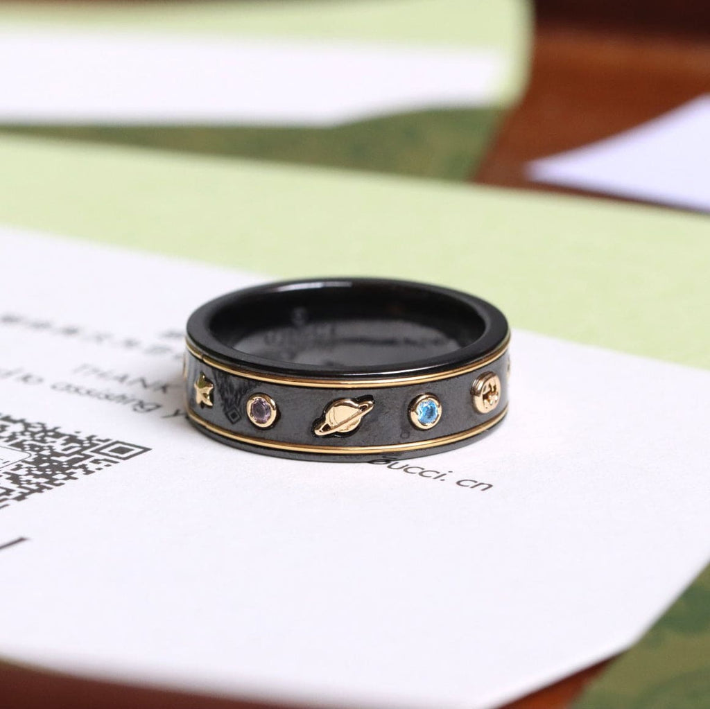 Gucci Double Icon With Gemstones Corundum 18K Gold Ring