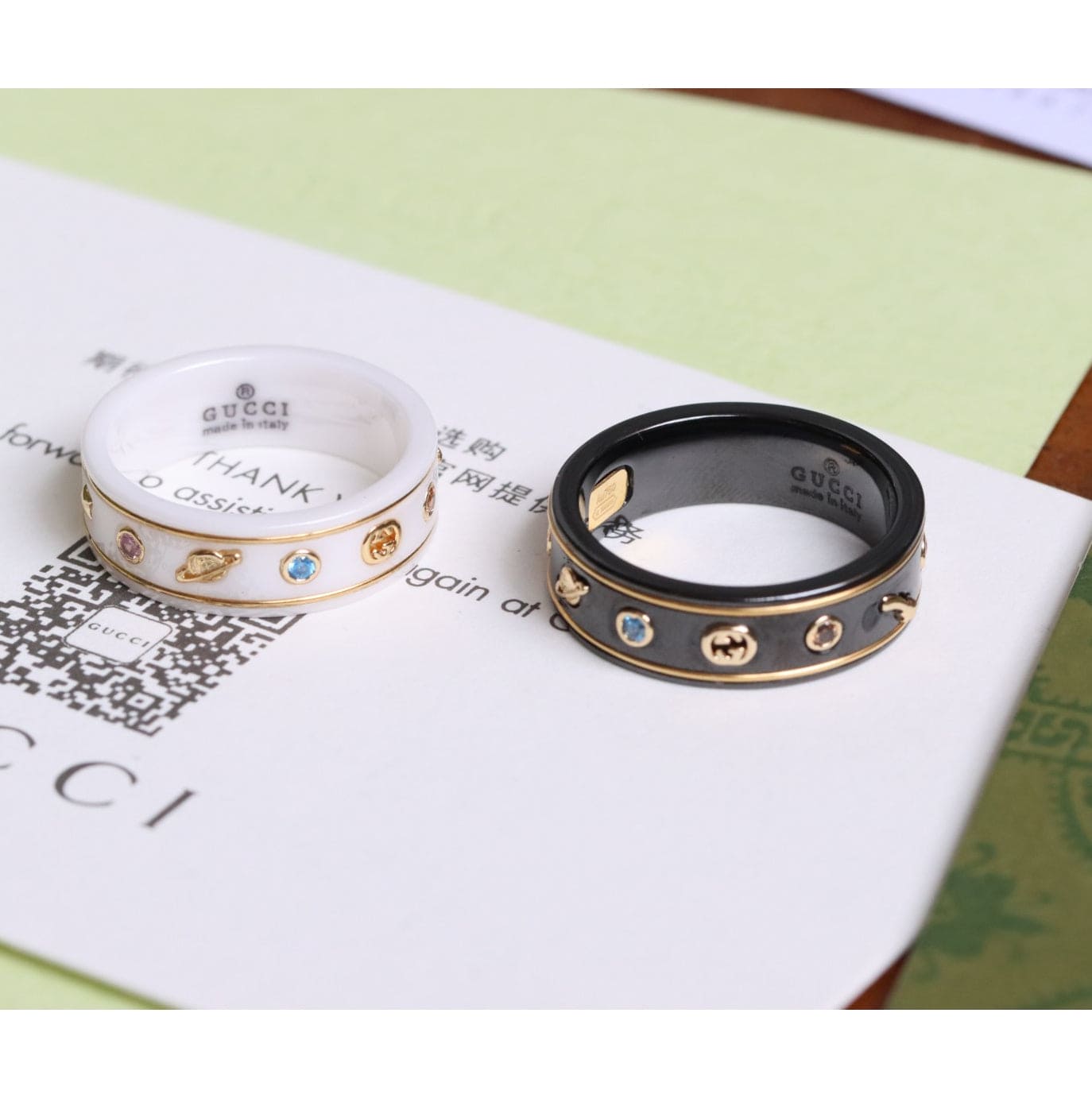 Gucci Double Icon With Gemstones Corundum 18K Gold Ring