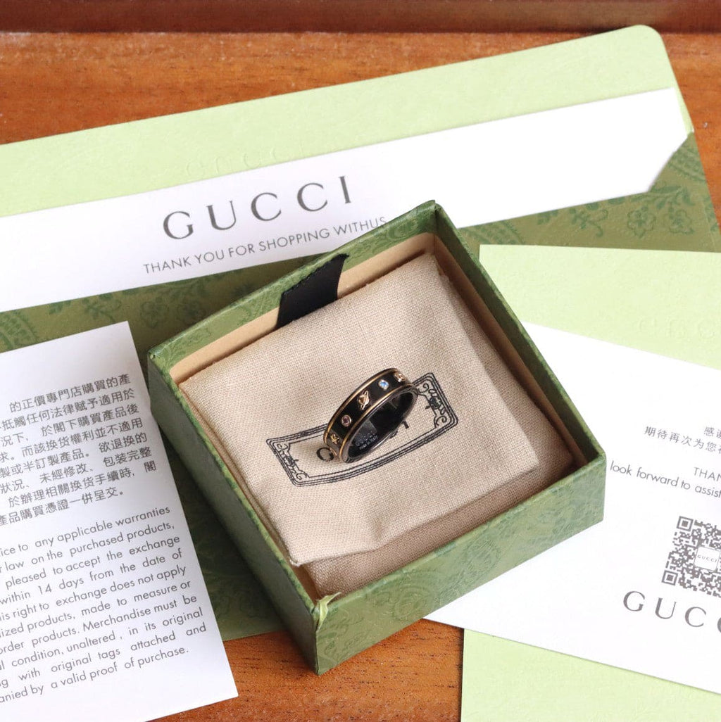 Gucci Double Icon With Gemstones Corundum 18K Gold Ring