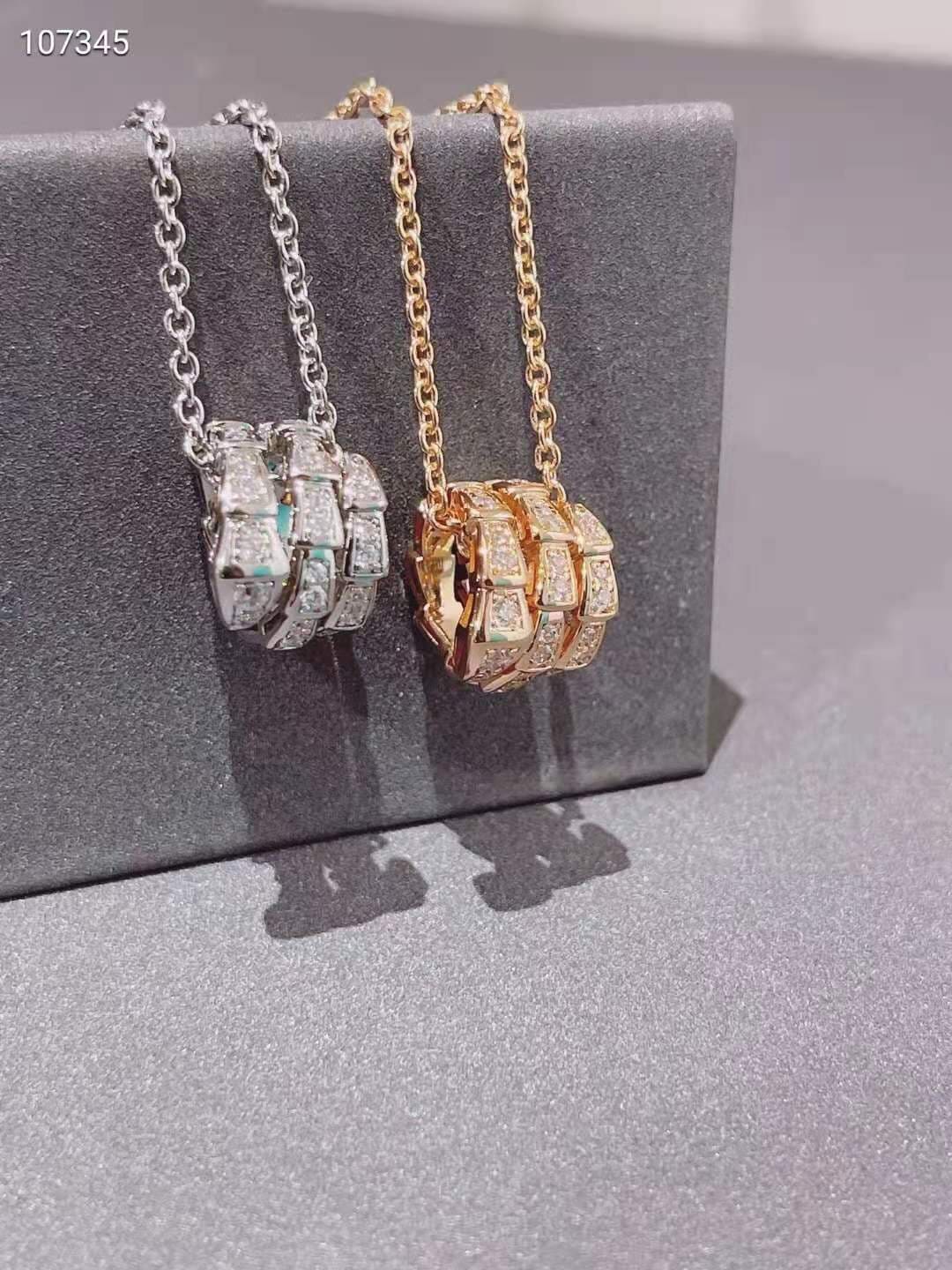 Bvlgari Serpenti Viper Pave Diamonds 18K Gold Necklace