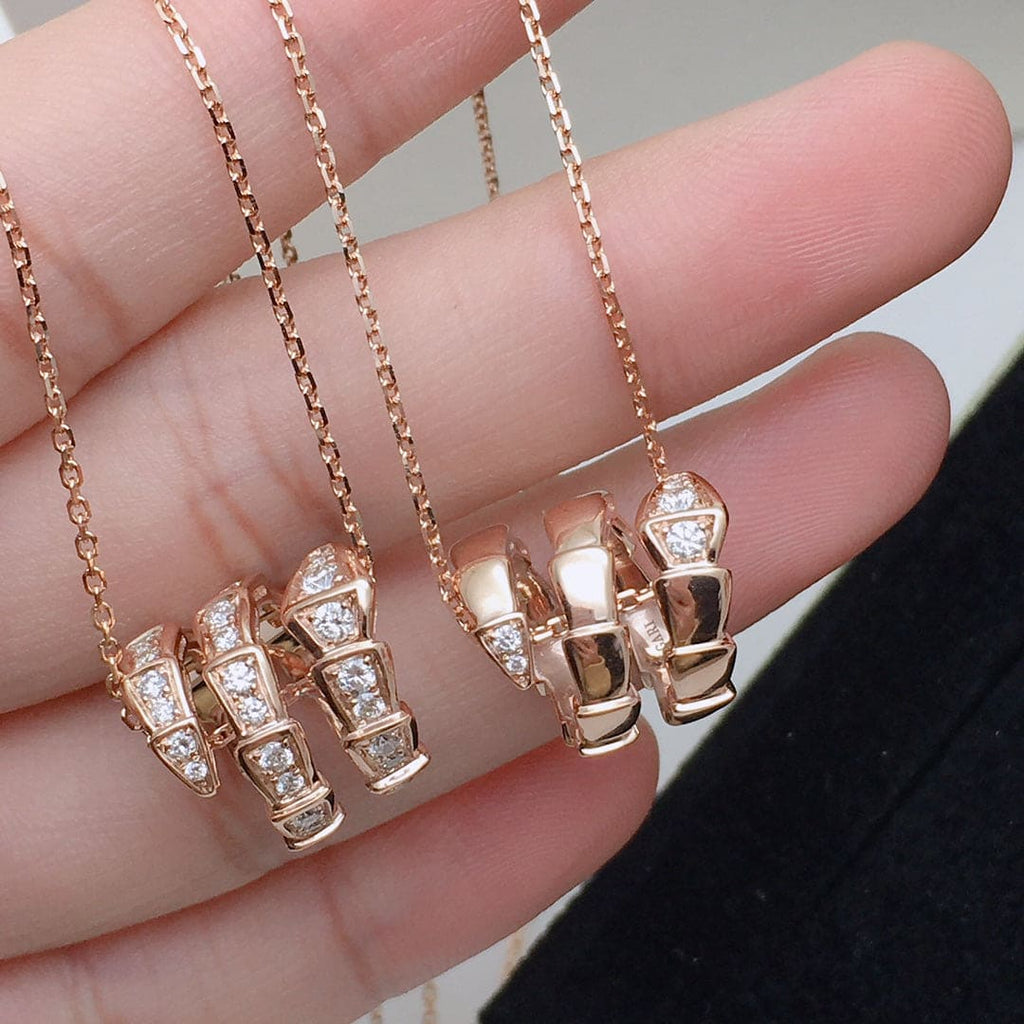 Bvlgari Serpenti Viper Pave Diamonds 18K Gold Necklace