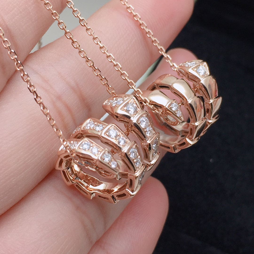 Bvlgari Serpenti Viper Pave Diamonds 18K Gold Necklace