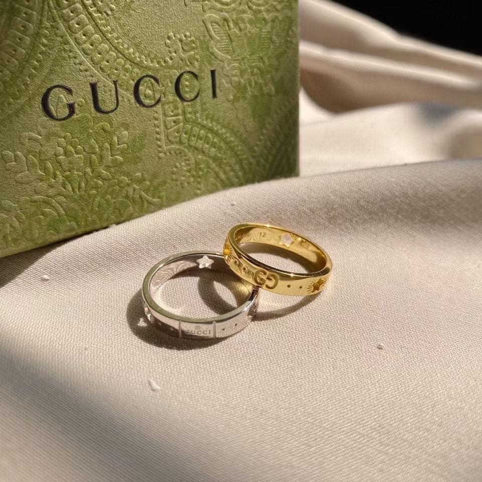 Gucci Double 18K White Gold Ring