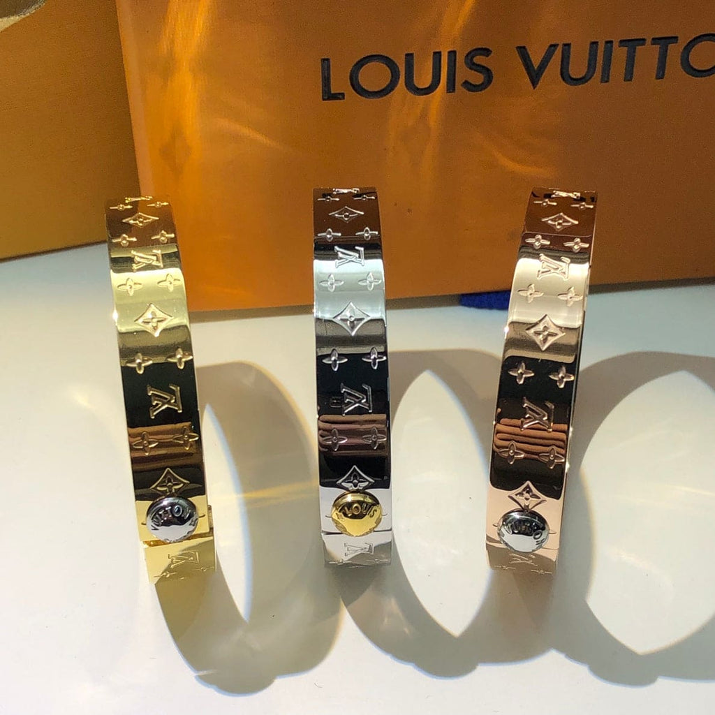 Louis Vuitton Nanogram Cuff 18K Gold Bracelet