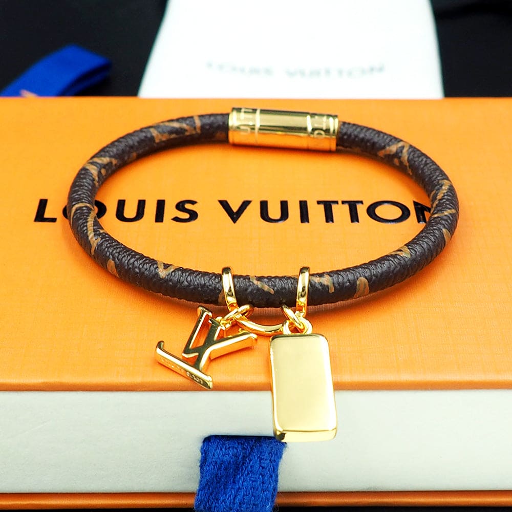 Louis Vuitton NBA Hang It Leather 18K Gold Bracelet