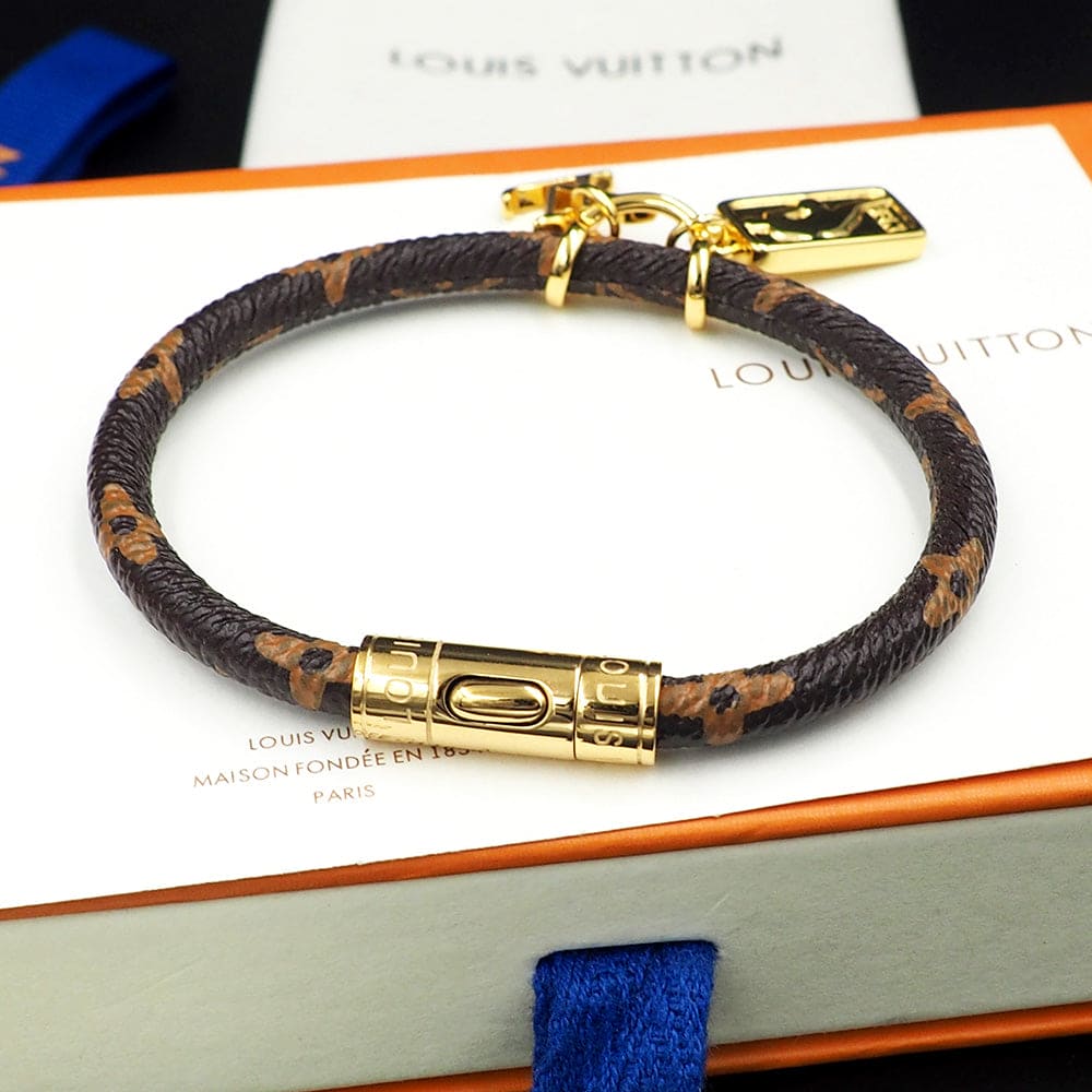 Louis Vuitton NBA Hang It Leather 18K Gold Bracelet