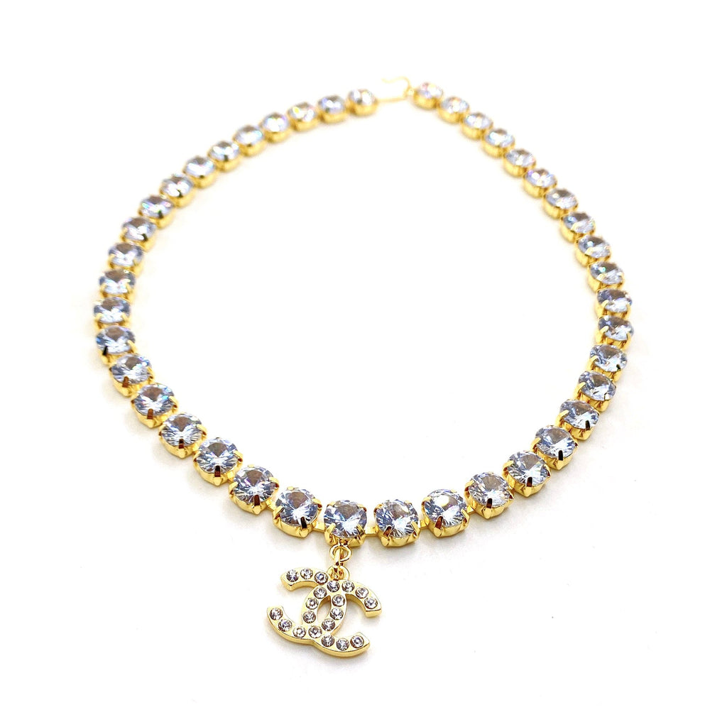 Chanel Crystals Chain 18K Gold Necklace